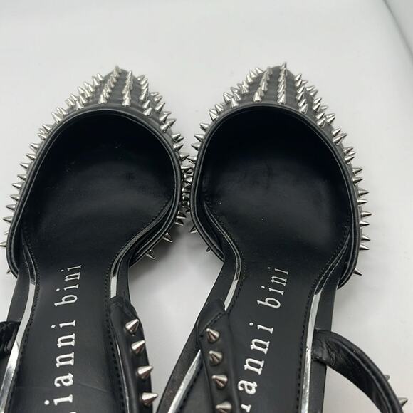 Gianni Bini Azurie Leather Studded Rockstud Slingback Spike Pumps Size 6 - Picture 5 of 5